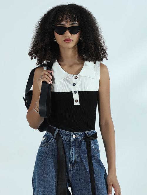women color blocked sleeveless crop top - 21941900 -  Standard Image - 0