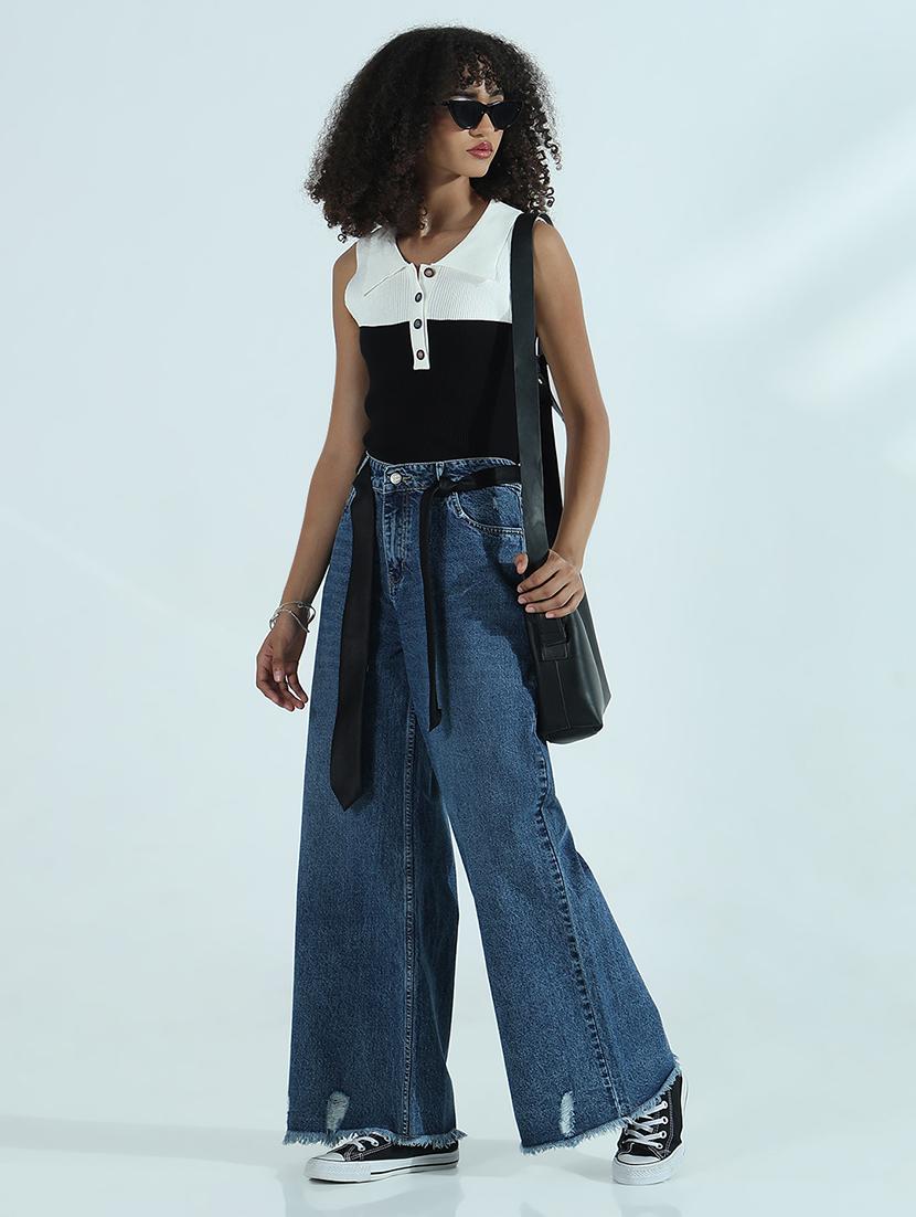 women color blocked sleeveless crop top - 21941900 - Standard Image - 5