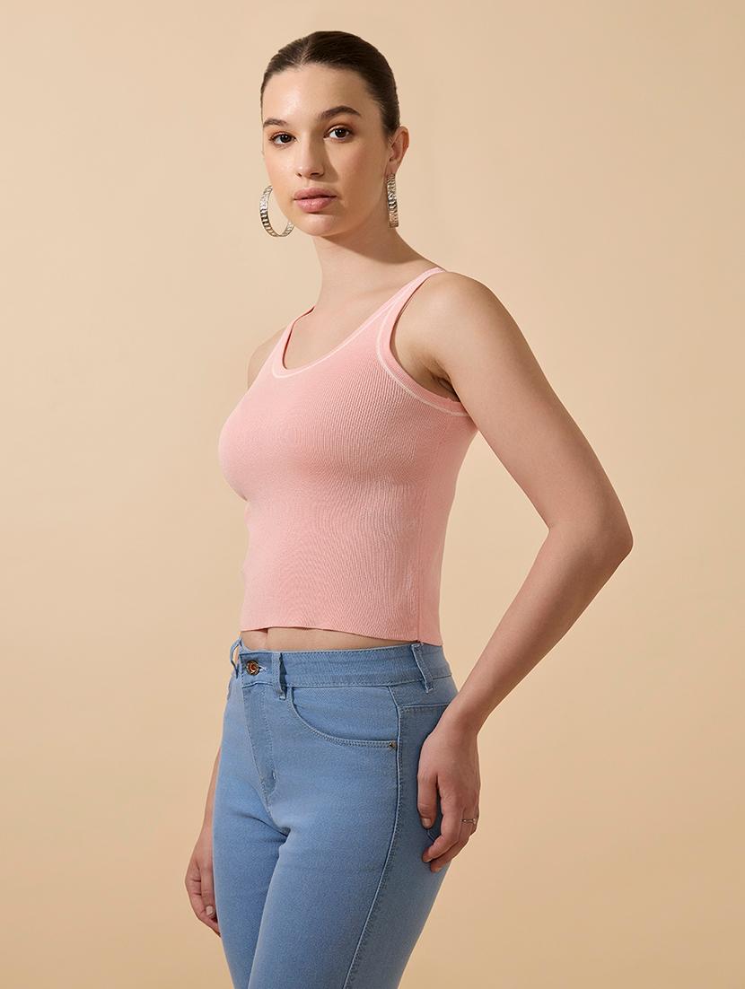 women solid shoulder strap tank top - 21941901 - Standard Image - 3
