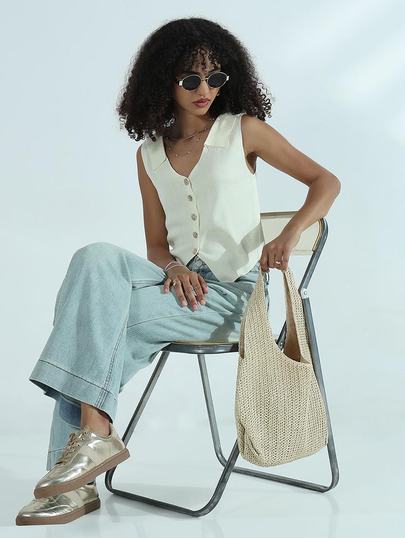 women white collared sleeveless vest top - 21941903 - Standard Image - 5