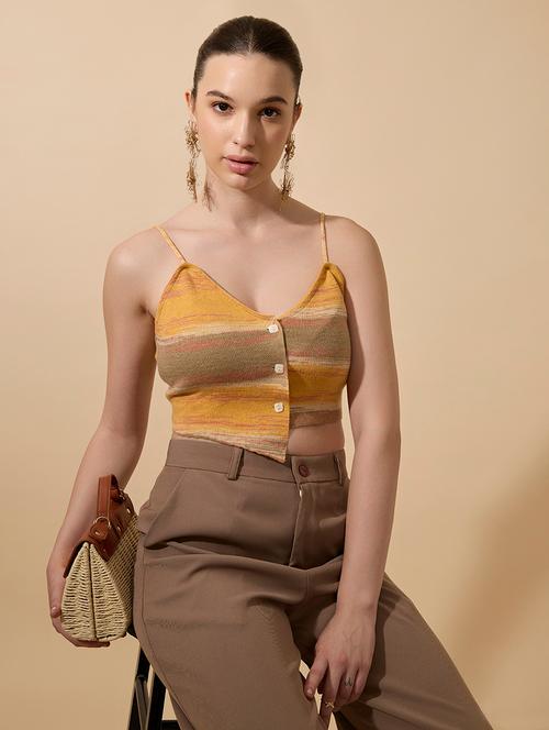 women printed shoulder strap crop tank top - 21941904 -  Standard Image - 0
