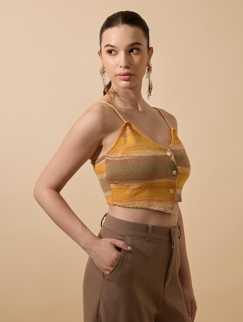 women printed shoulder strap crop tank top - 21941904 - Standard Image - 3