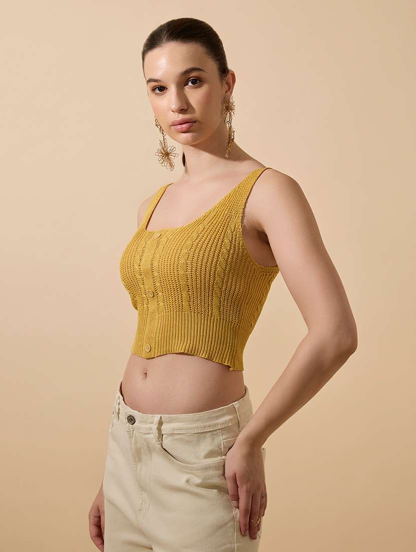women self designed sleeveless crop top - 21941906 - Standard Image - 3