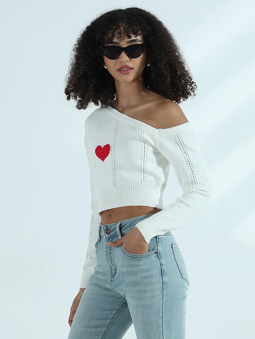 women solid asymmetric neck crop top - 21941929 - Standard Image - 3