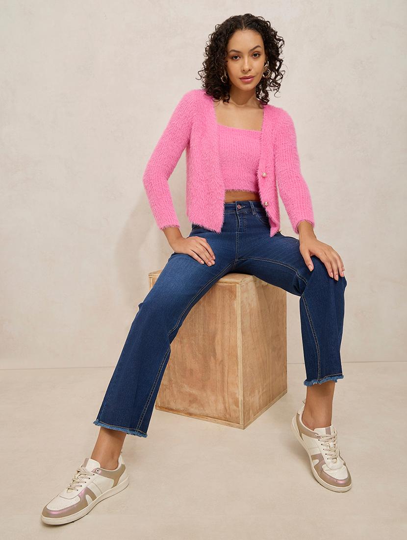 women solid long sleeve cardigan with tank top - 21941941 - Standard Image - 5