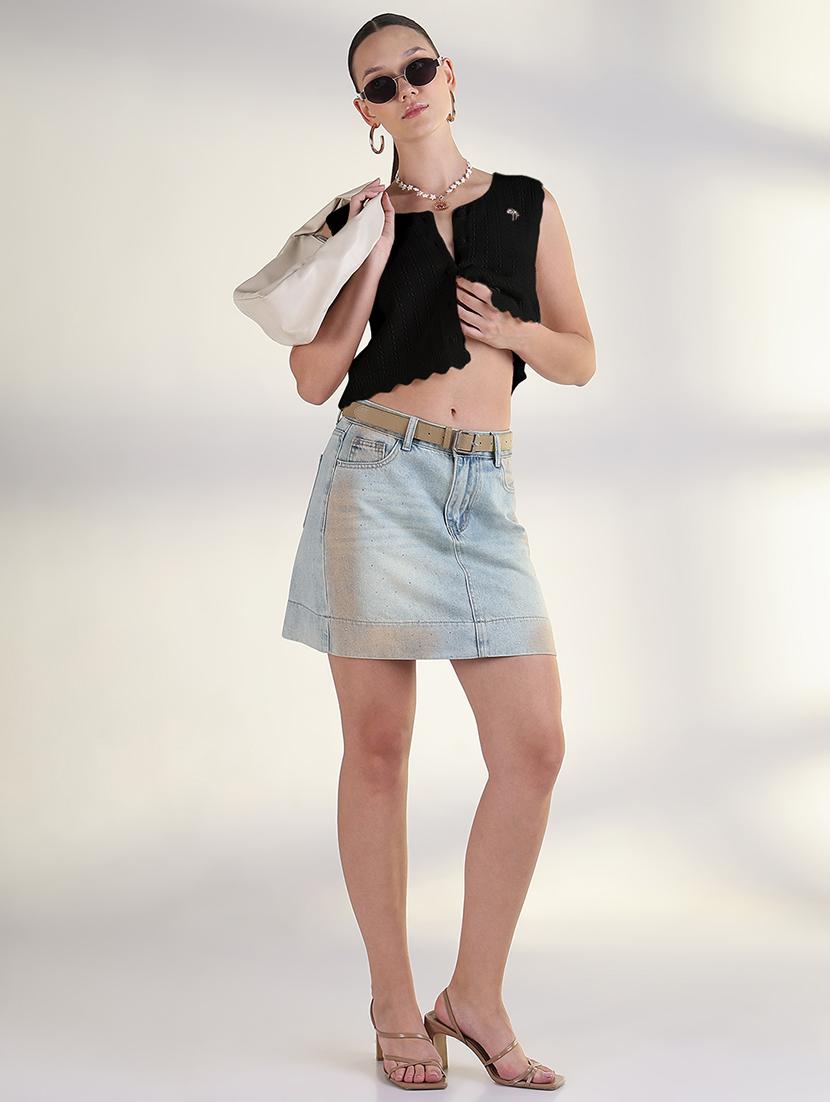 women black solid sleeveless crop top - 21941953 - Standard Image - 5