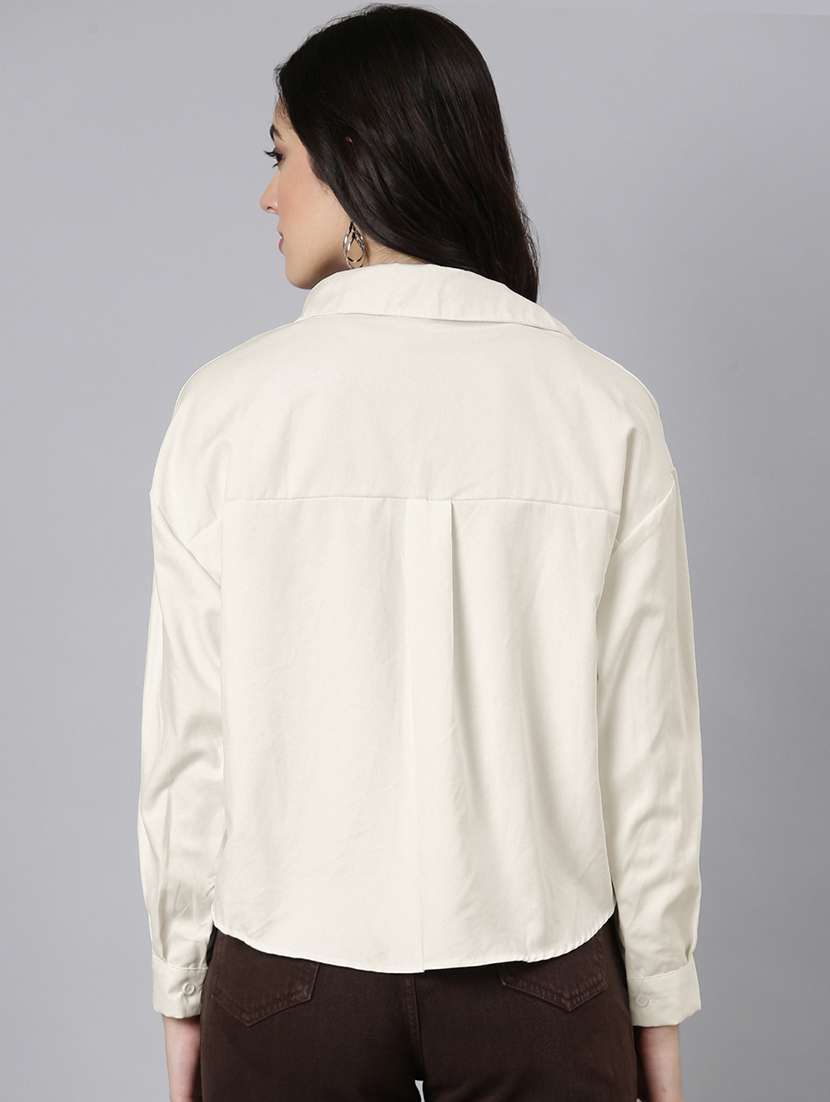 women solid collared shirt style top with tank top - 21941955 -  Standard Image - 3