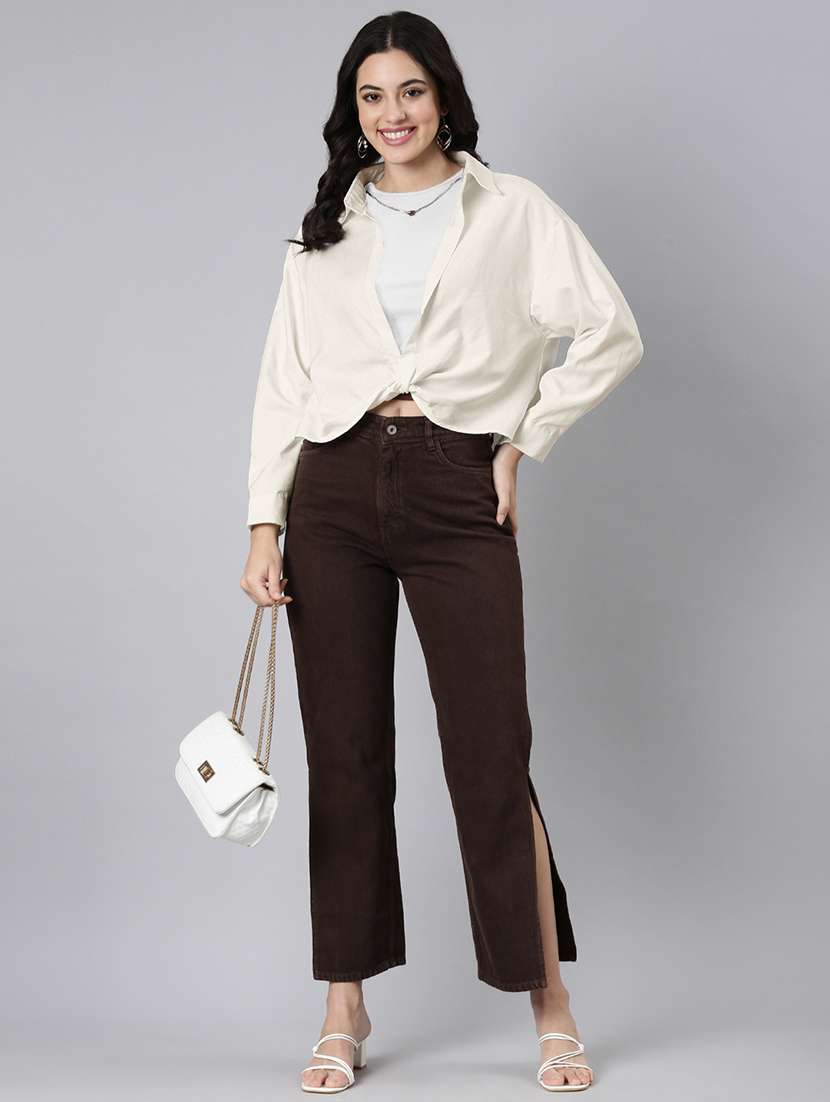 women solid collared shirt style top with tank top - 21941955 -  Standard Image - 5