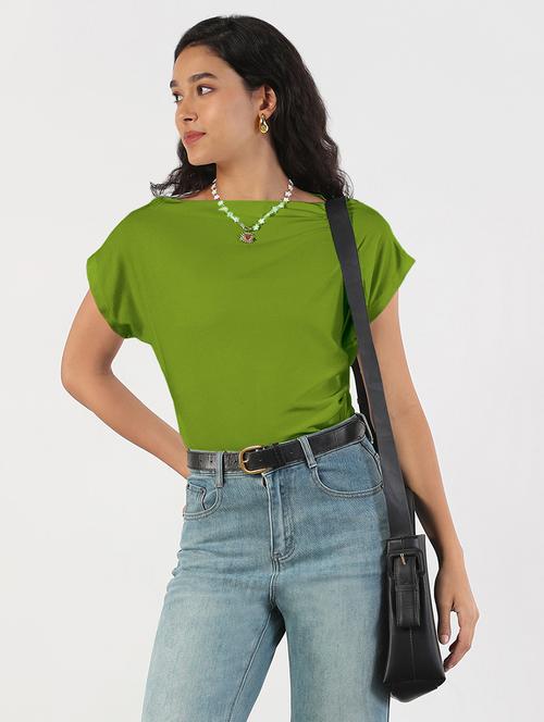 women green solid boat neck regular top - 21941964 -  Standard Image - 0