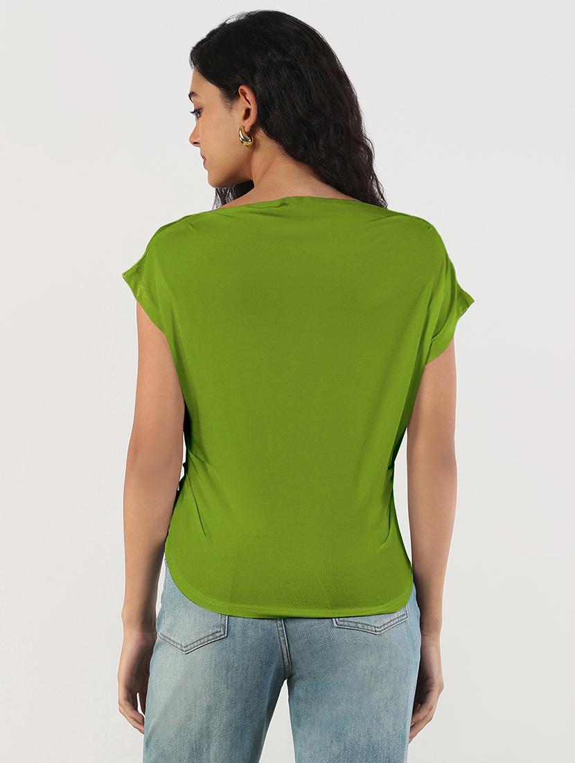 women green solid boat neck regular top - 21941964 - Standard Image - 3