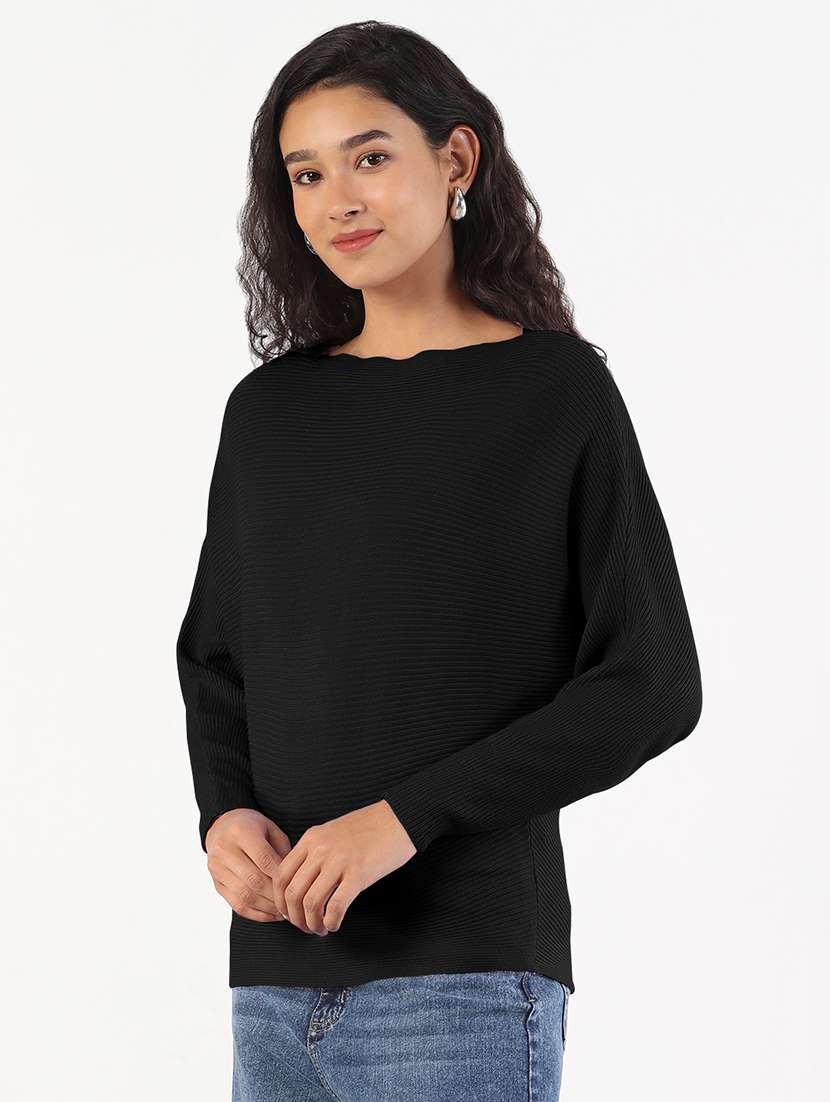 women solid batwing sleeve regular top - 21941973 - Standard Image - 3
