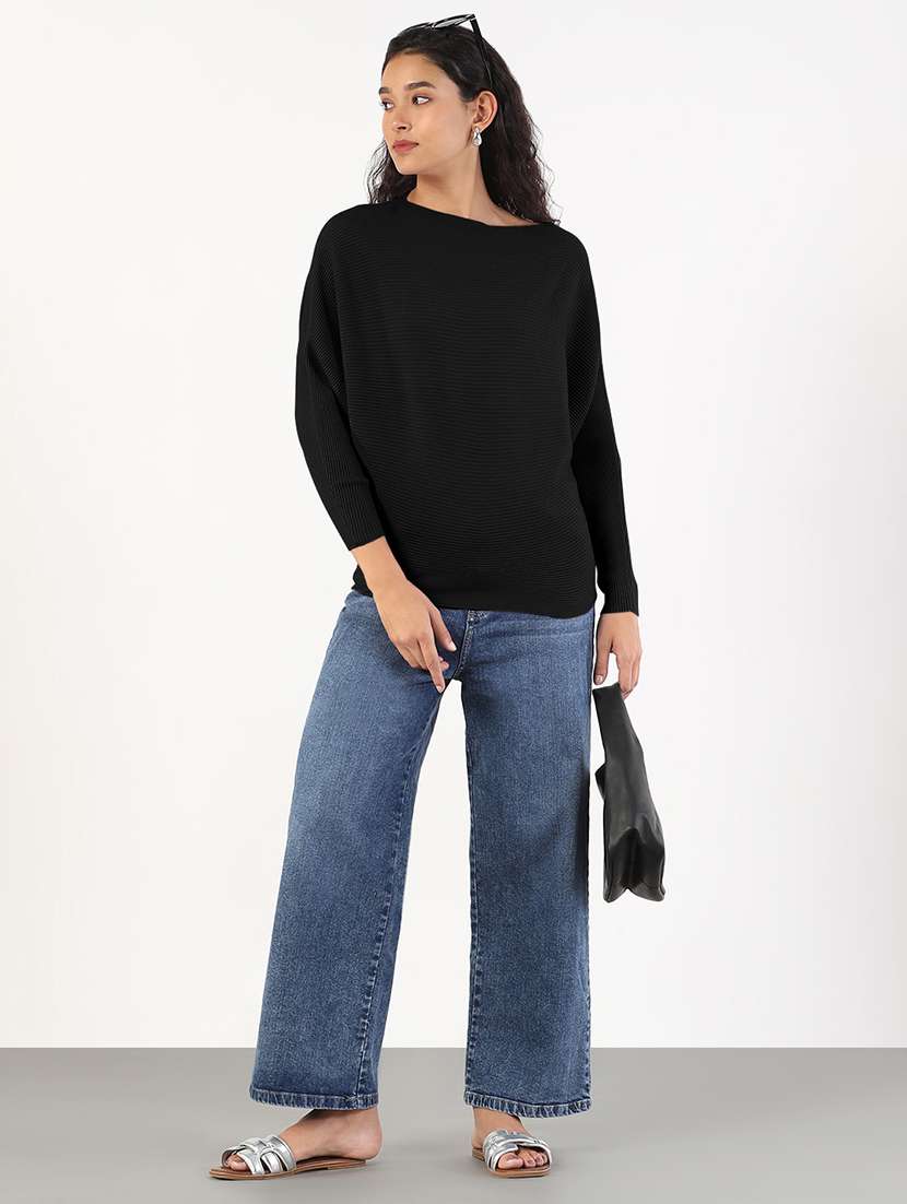 women solid batwing sleeve regular top - 21941973 - Standard Image - 5