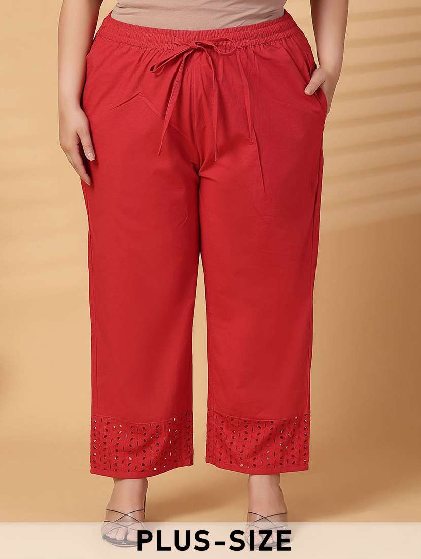 women solid mid rise straight palazzo