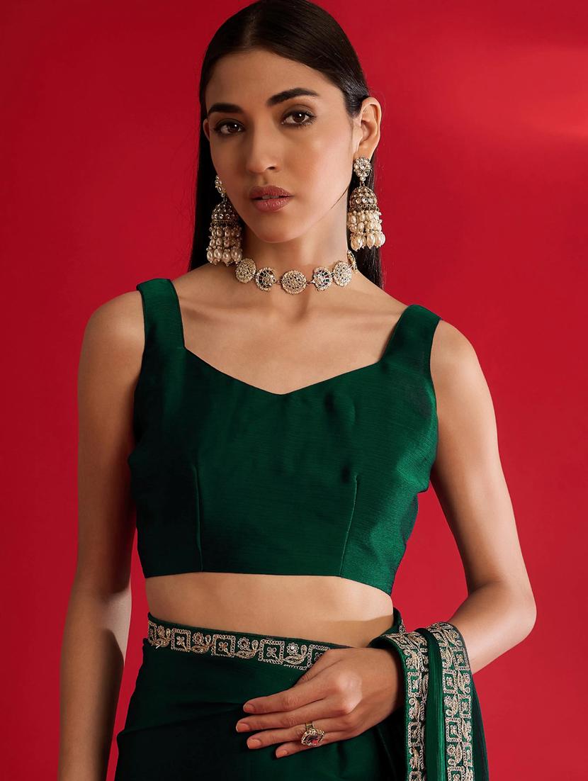 women solid with bordered saree with blouse - 21941987 - Standard Image - 5
