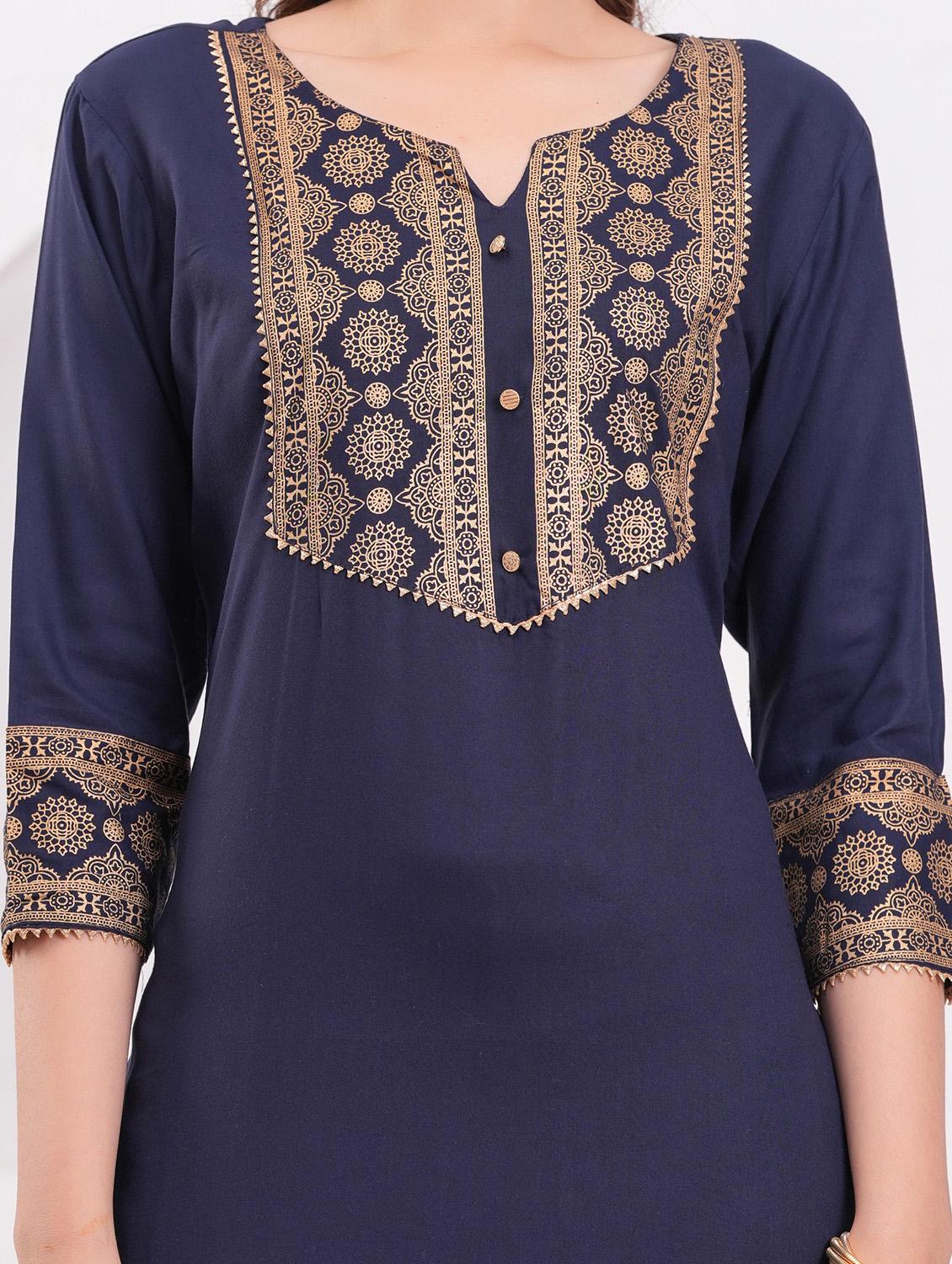 women three quarter sleeve kurta palazzo with dupatta set - 21942002 - Standard Image - 5