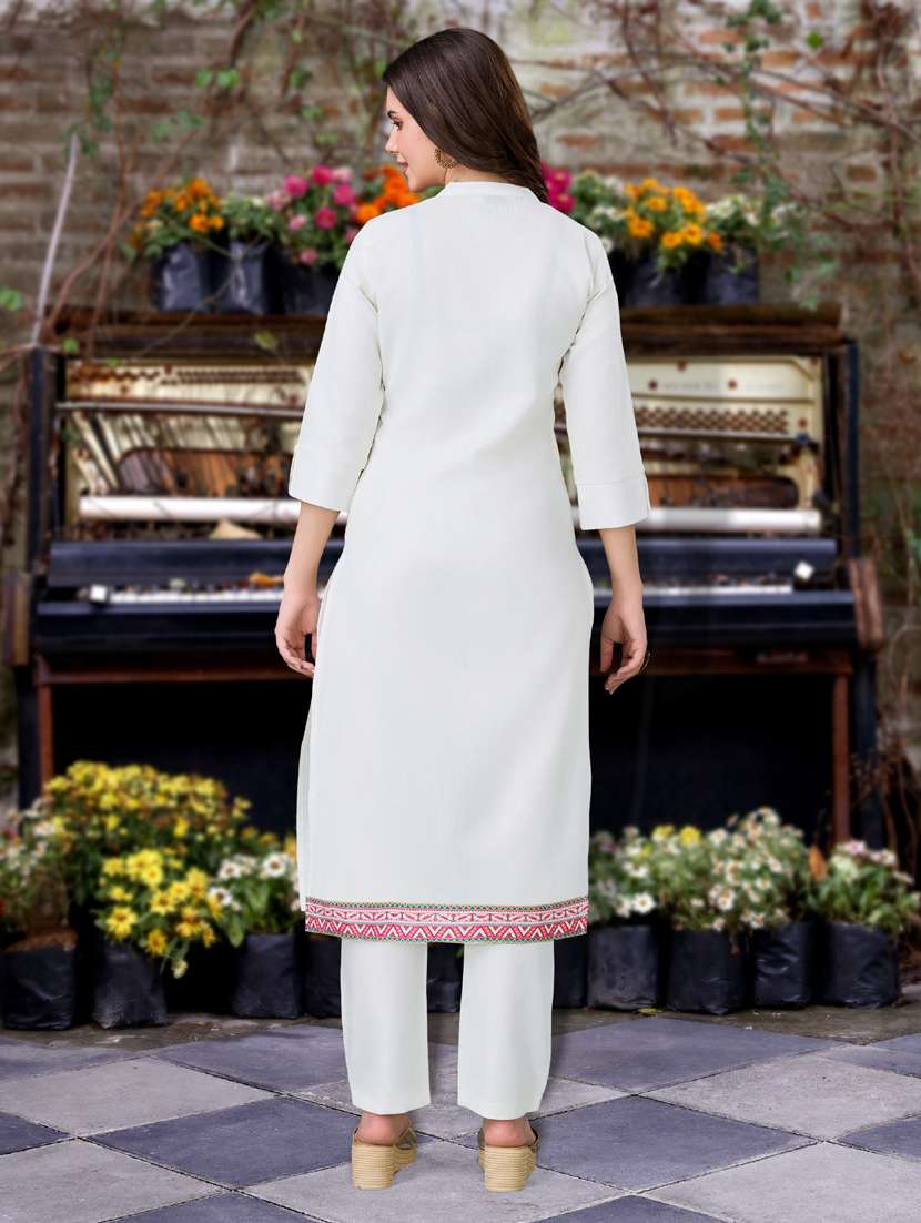 women three quarter sleeve kurta pant set - 21942014 -  Standard Image - 3