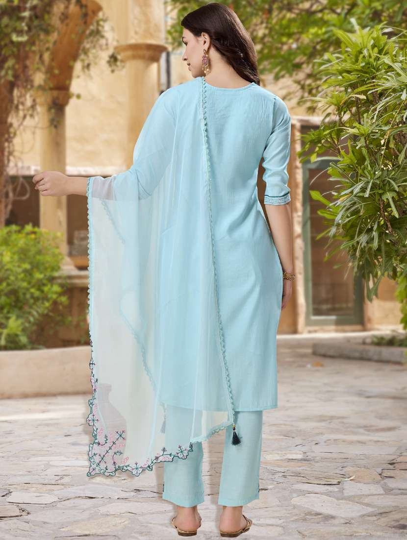women three quarter sleeve kurta pant with dupatta set - 21942015 - Standard Image - 3