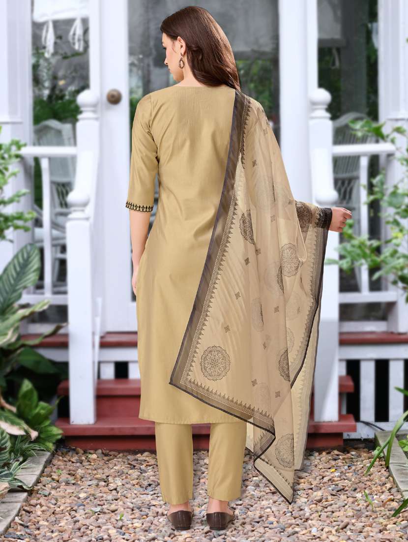 women three quarter sleeve kurta pant with dupatta set - 21942024 -  Standard Image - 3