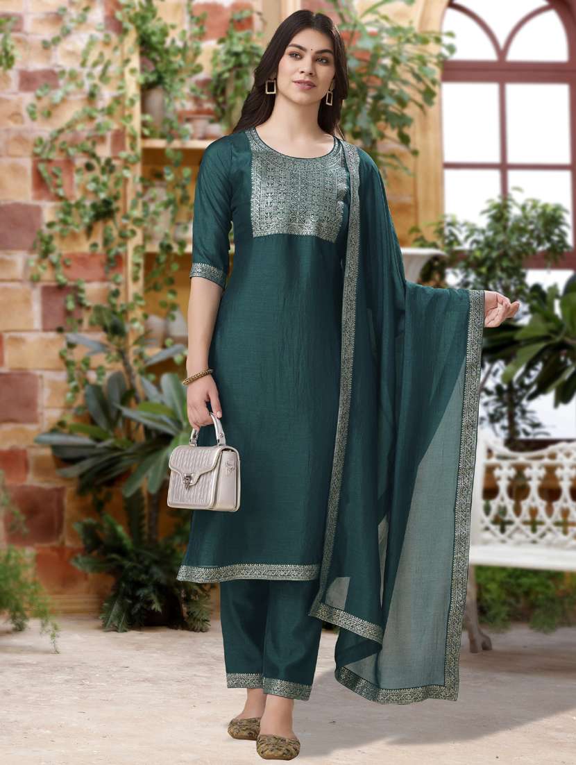 women three quarter sleeve kurta pant with dupatta set - 21942027 - Standard Image - 3