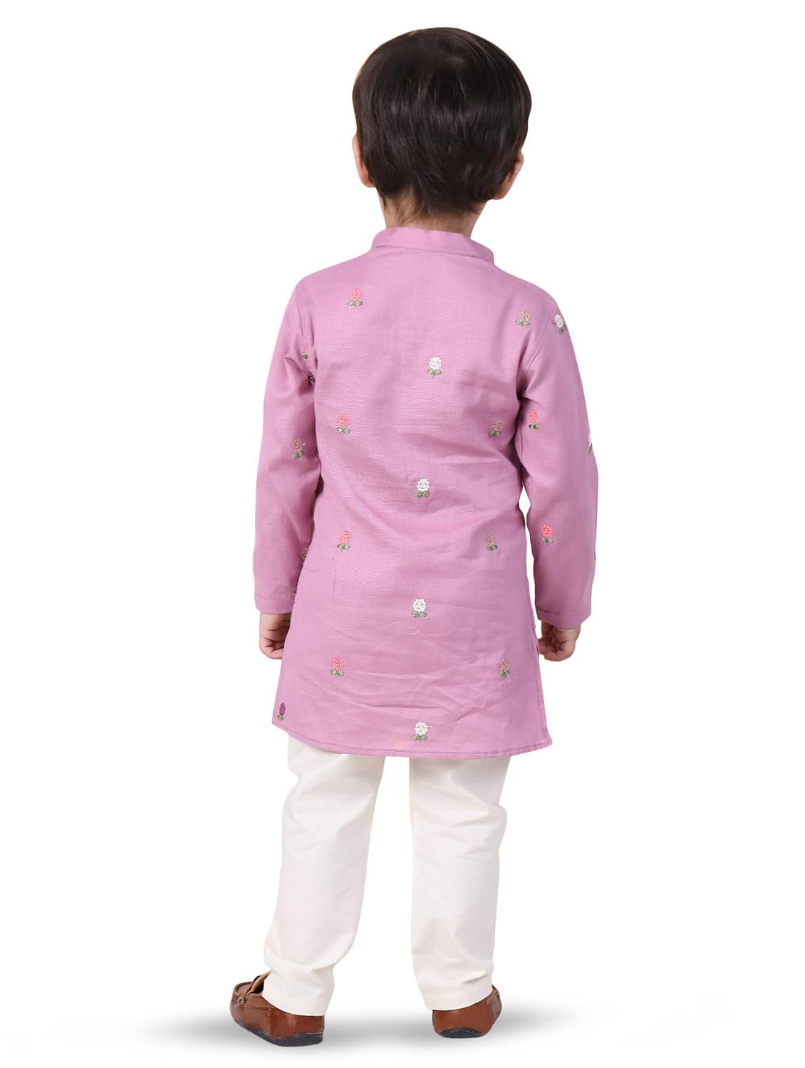 boys embroidered long sleeve kurta & pyjama set - 21942045 - Standard Image - 3