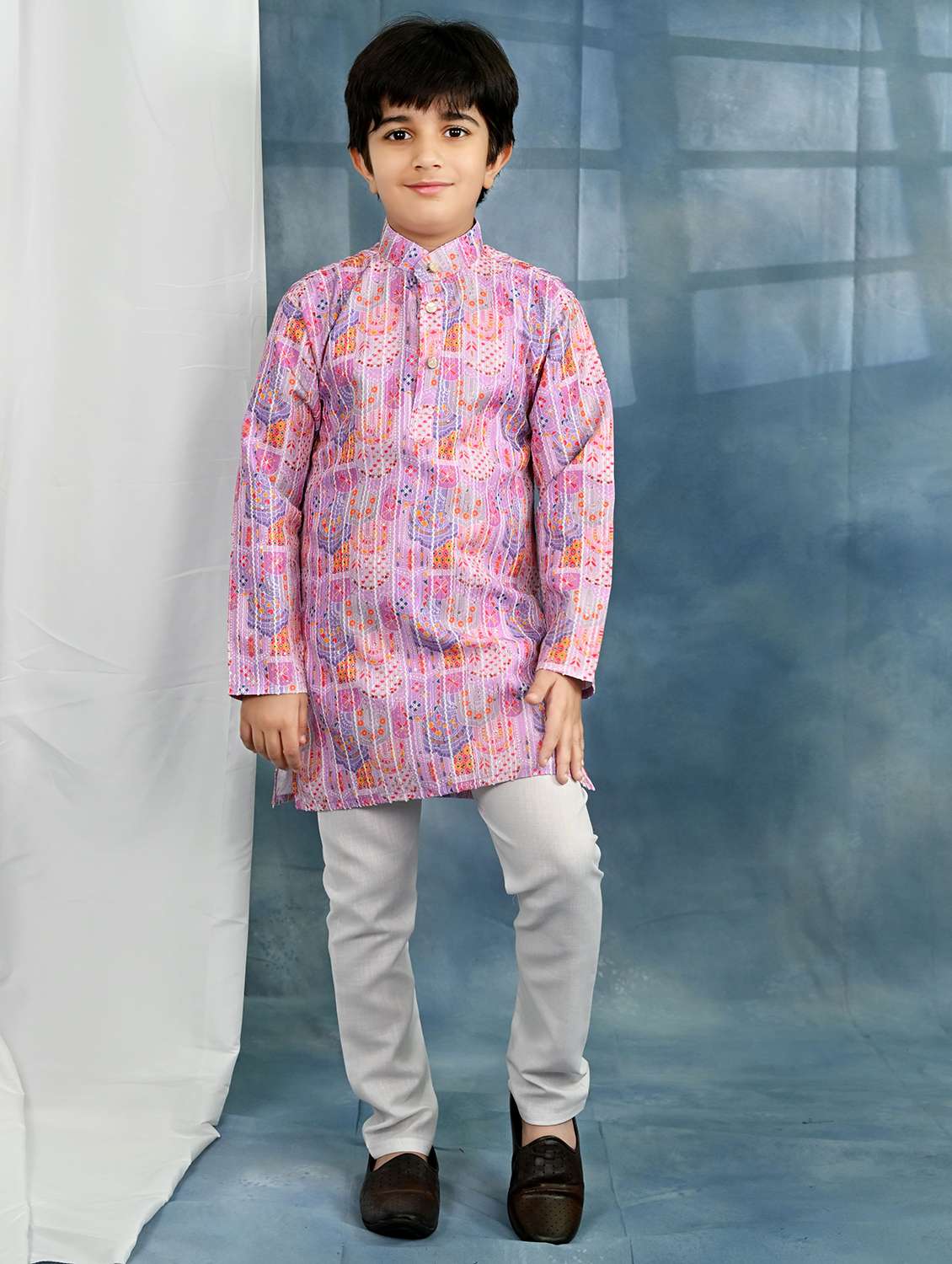 boys printed long sleeve kurta & pyjama set - 21942049 - Zoom Image - 0