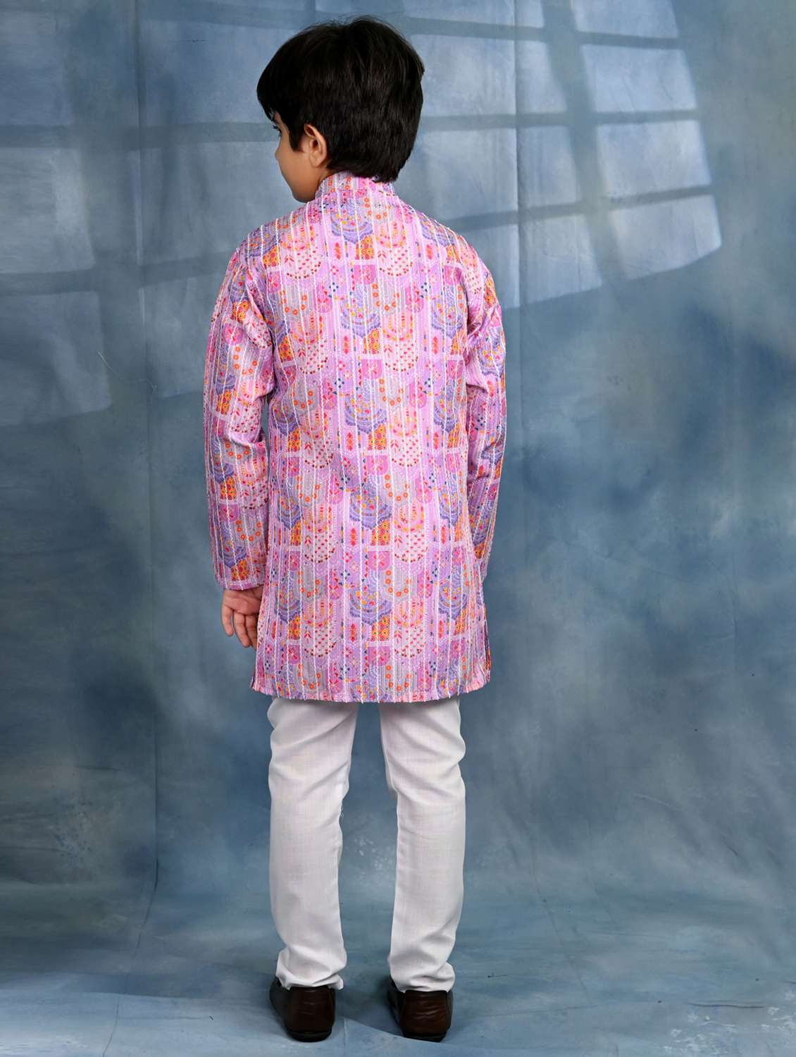 boys printed long sleeve kurta & pyjama set - 21942049 - Standard Image - 3