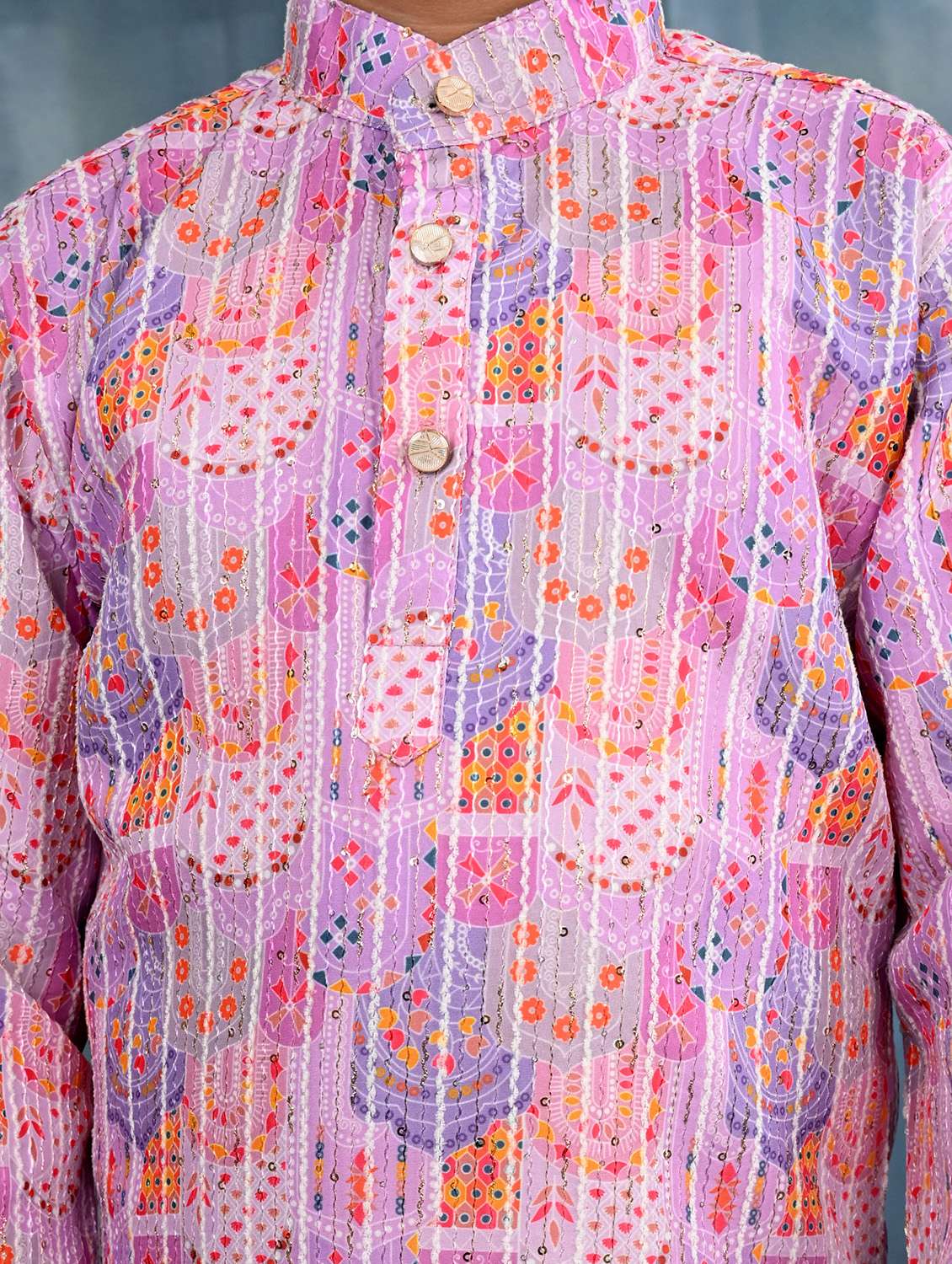 boys printed long sleeve kurta & pyjama set - 21942049 - Standard Image - 5