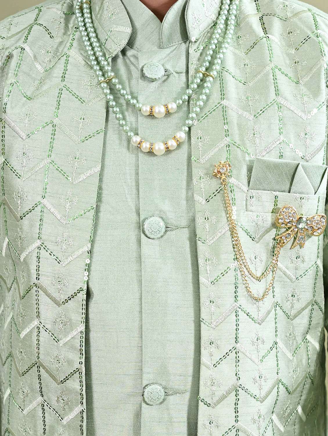 boys embroidered long sleeve sherwani - 21942055 - Standard Image - 5