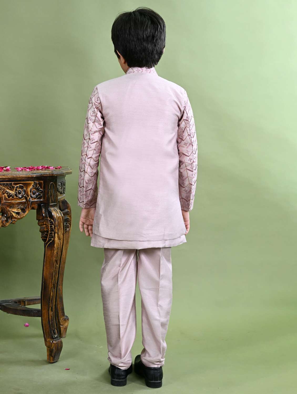 boys embroidered long sleeve sherwani - 21942056 - Standard Image - 3