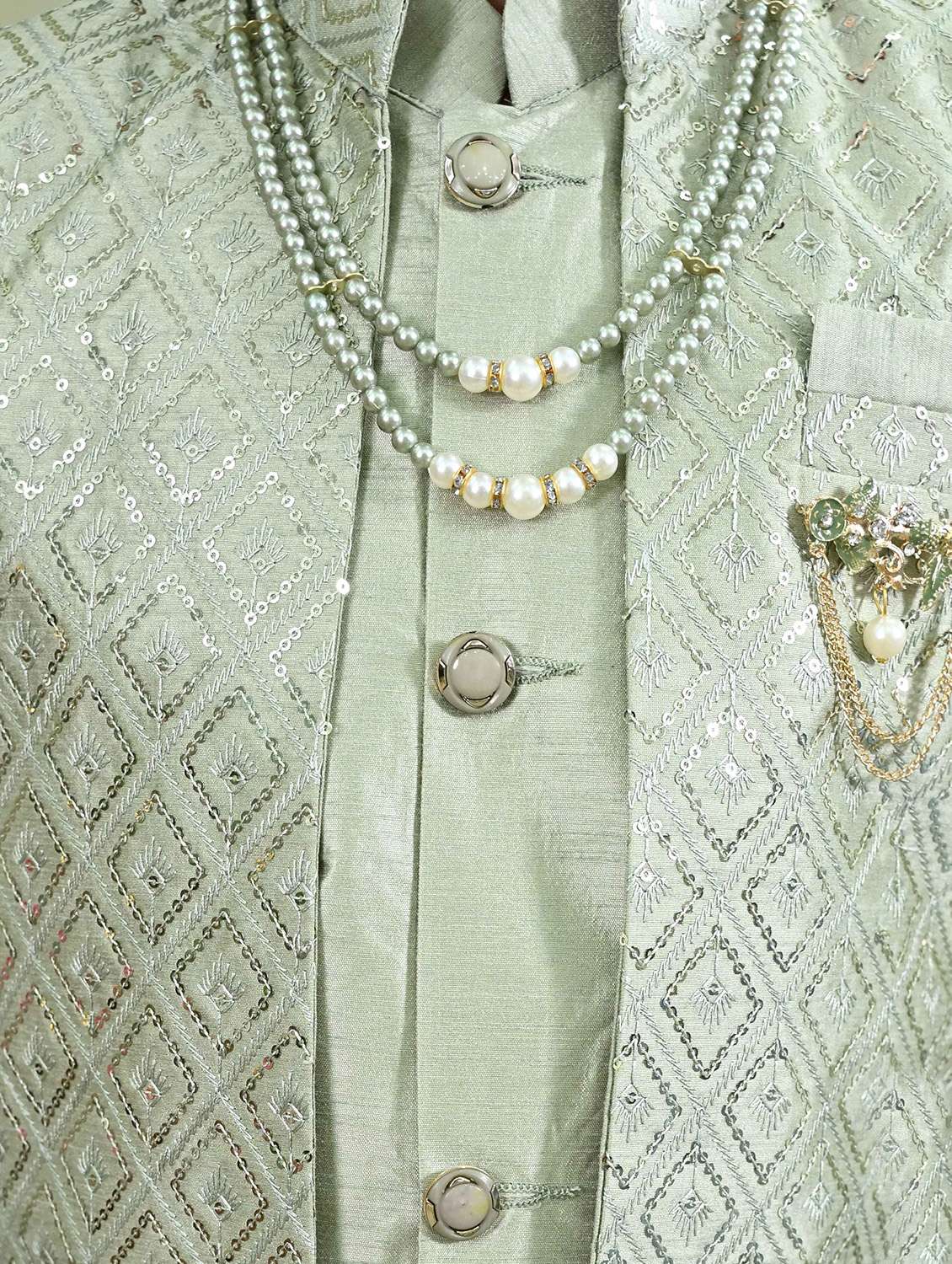 boys embroidered long sleeve sherwani - 21942057 -  Standard Image - 5