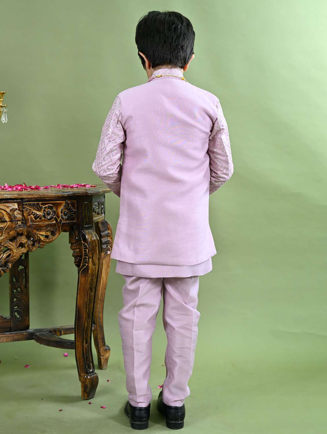 boys embroidered long sleeve sherwani - 21942058 - Standard Image - 3