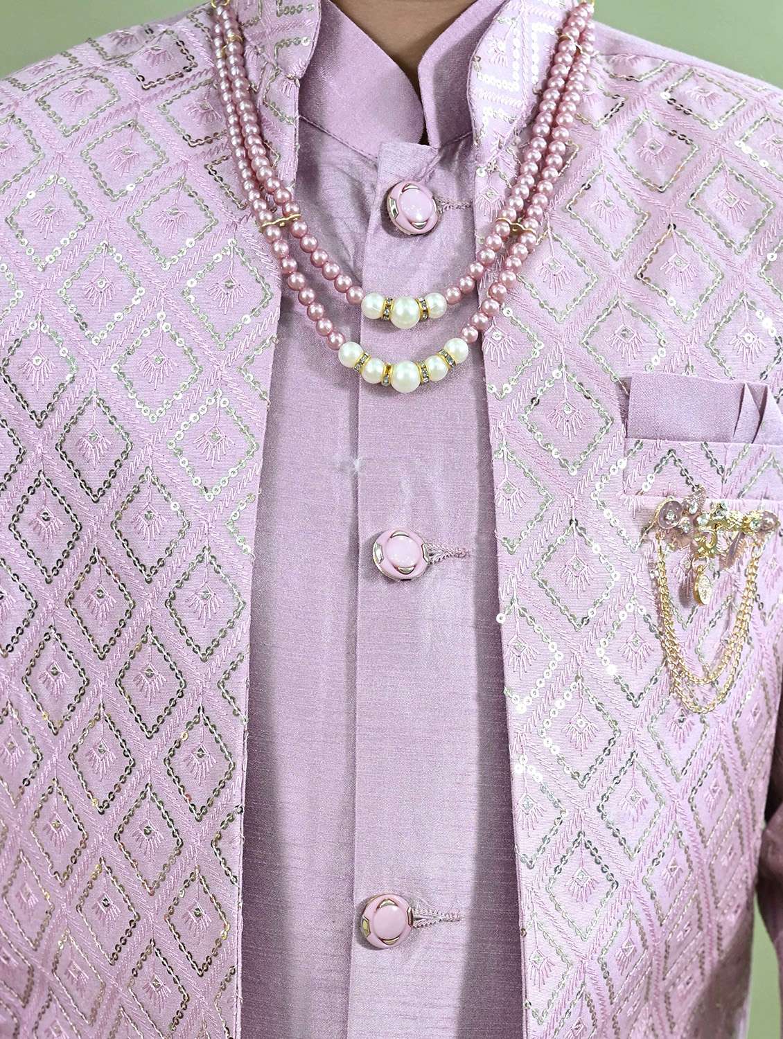 boys embroidered long sleeve sherwani - 21942058 - Standard Image - 5