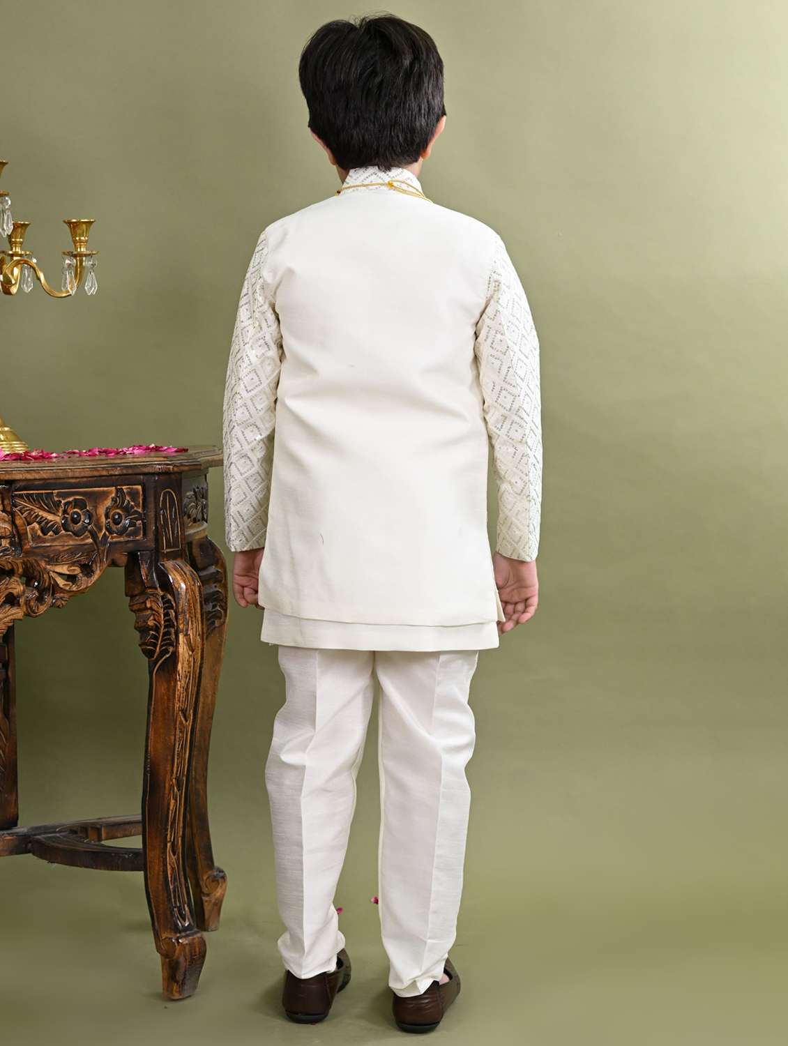boys embroidered long sleeve sherwani - 21942059 -  Standard Image - 3