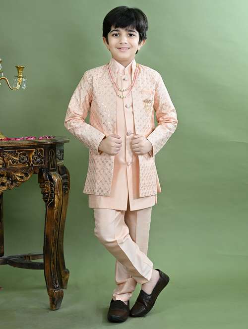boys embroidered long sleeve sherwani - 21942061 -  Standard Image - 0
