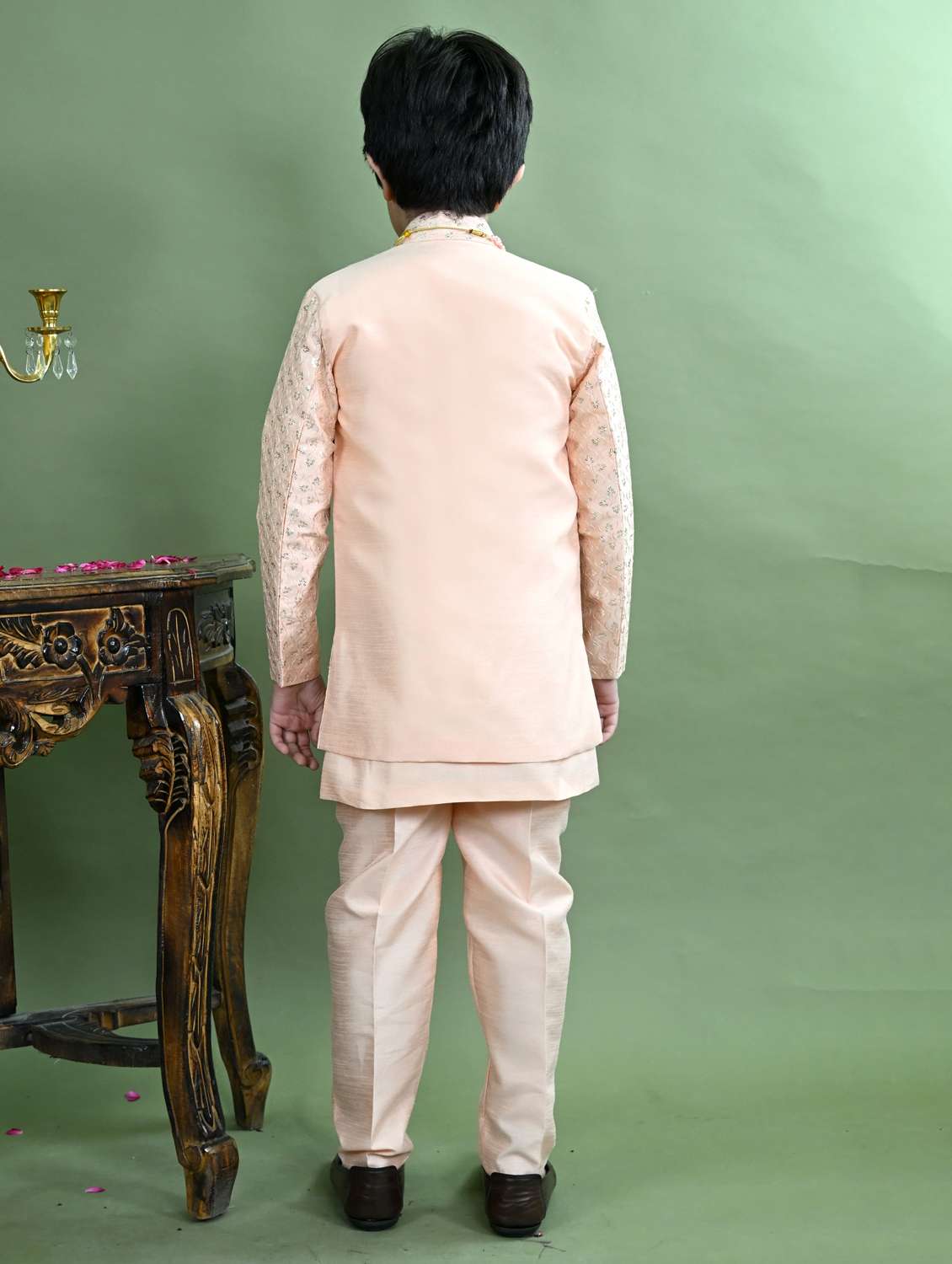 boys embroidered long sleeve sherwani - 21942061 - Standard Image - 3