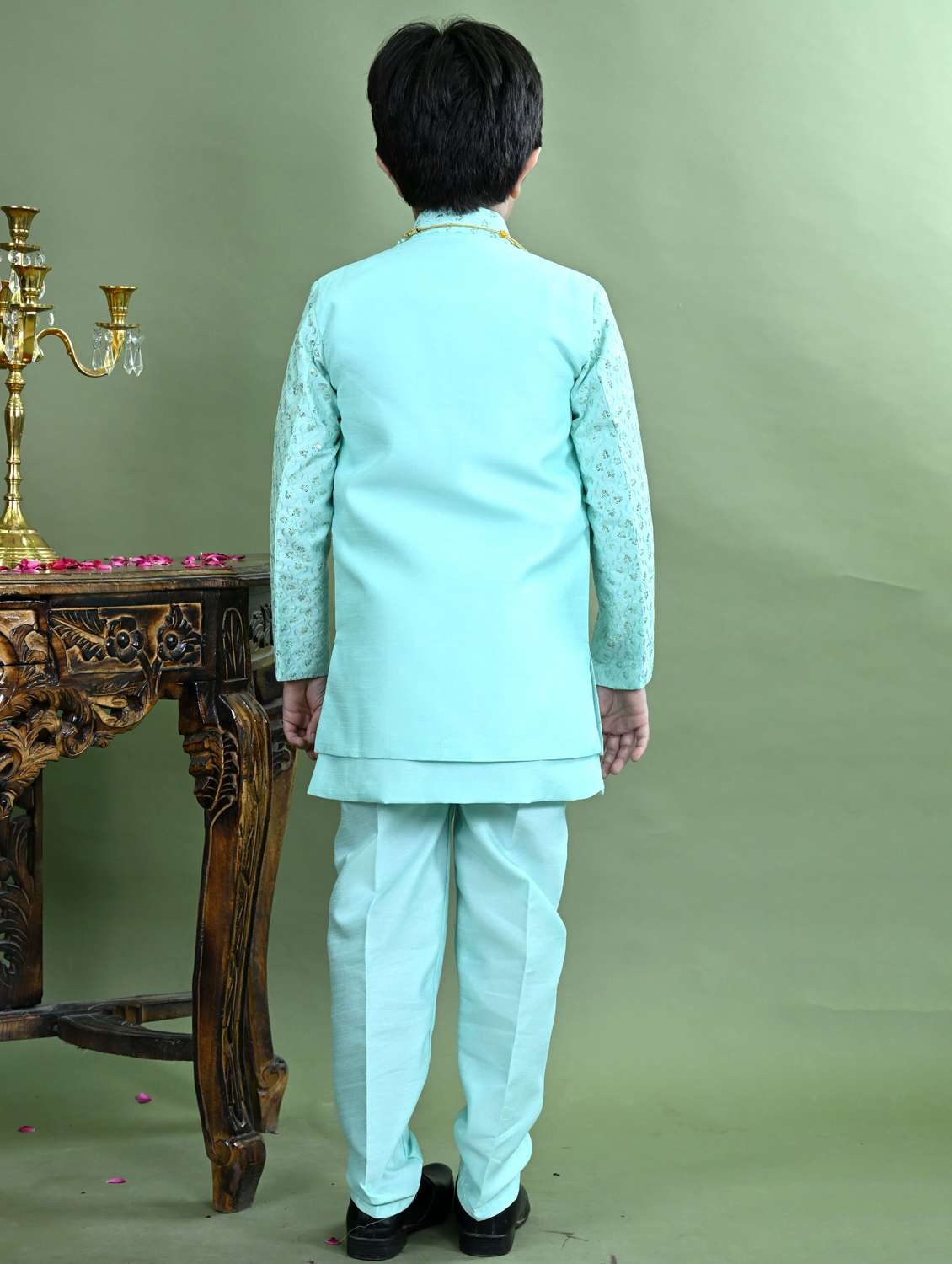 boys embroidered long sleeve sherwani - 21942062 -  Standard Image - 3