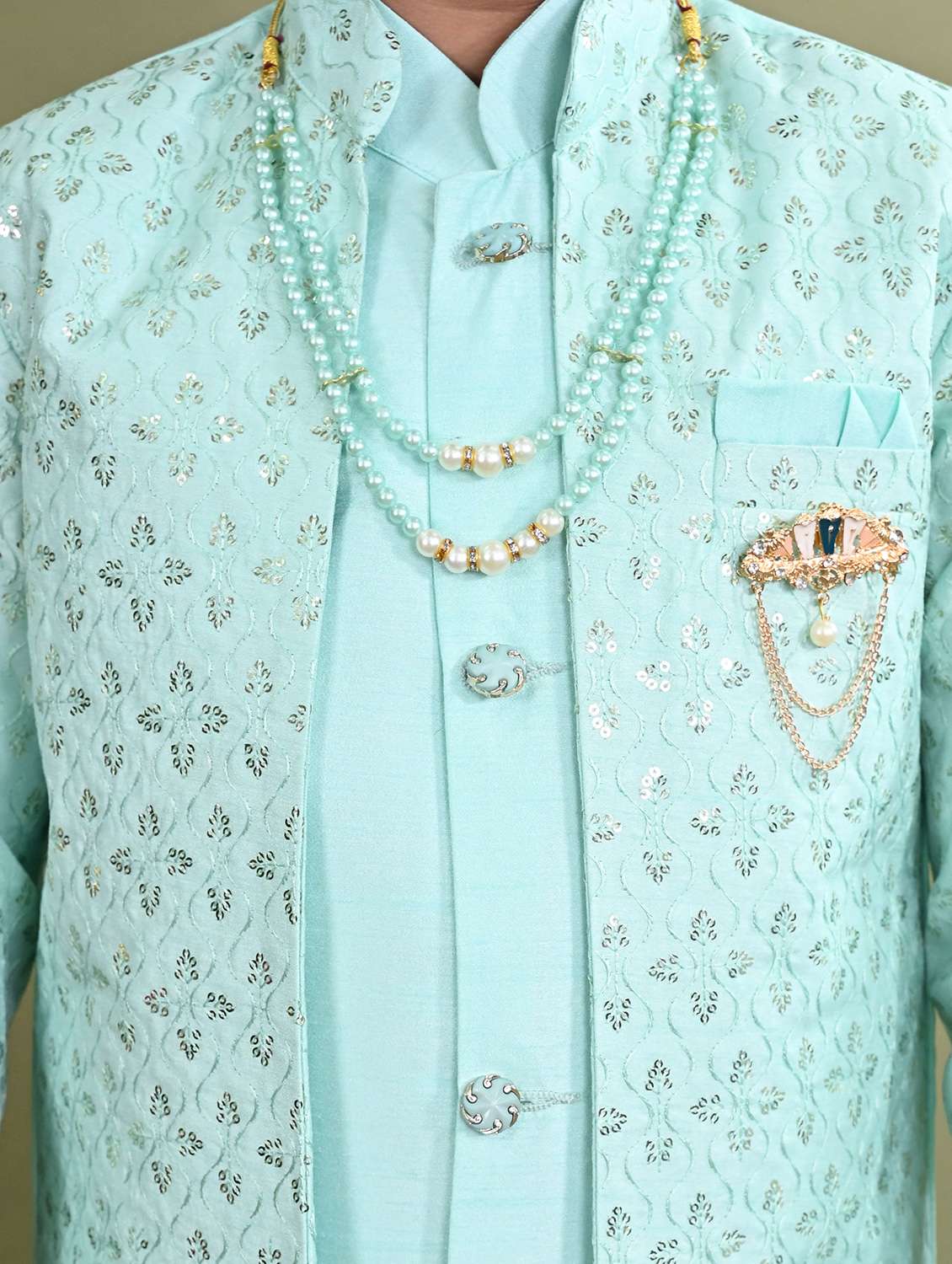 boys embroidered long sleeve sherwani - 21942062 -  Standard Image - 5