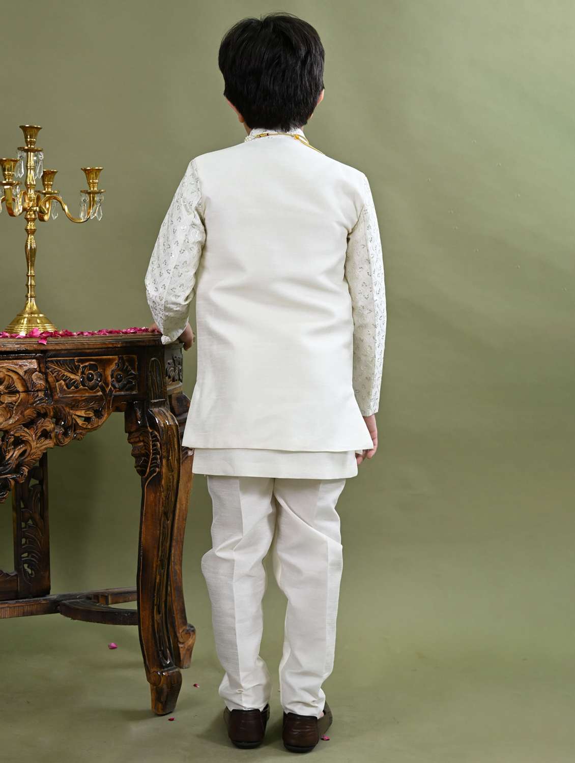 boys embroidered long sleeve sherwani - 21942063 - Standard Image - 3