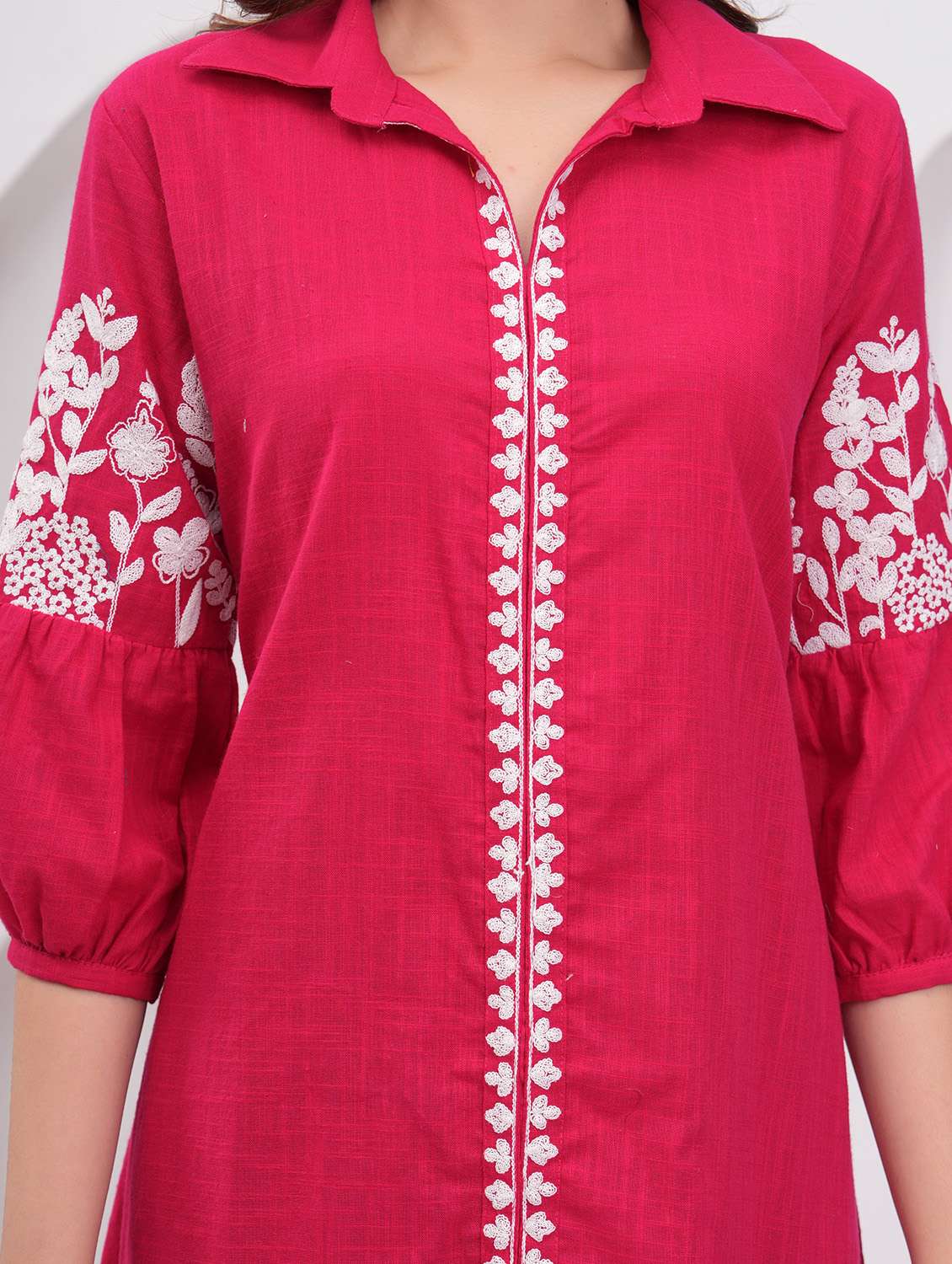 women embroidered puff sleeve a-line dress - 21942087 -  Standard Image - 5