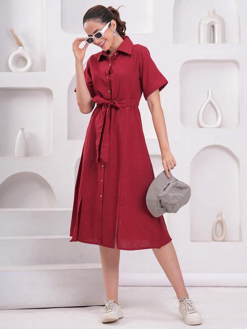 women solid collared short sleeve shirt dress - 21942097 -  Standard Image - 0