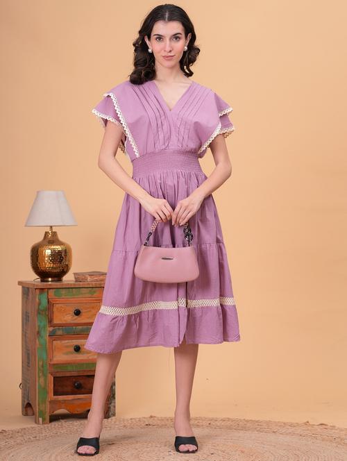 women solid short sleeve tiered dress - 21942101 - Standard Image - 0