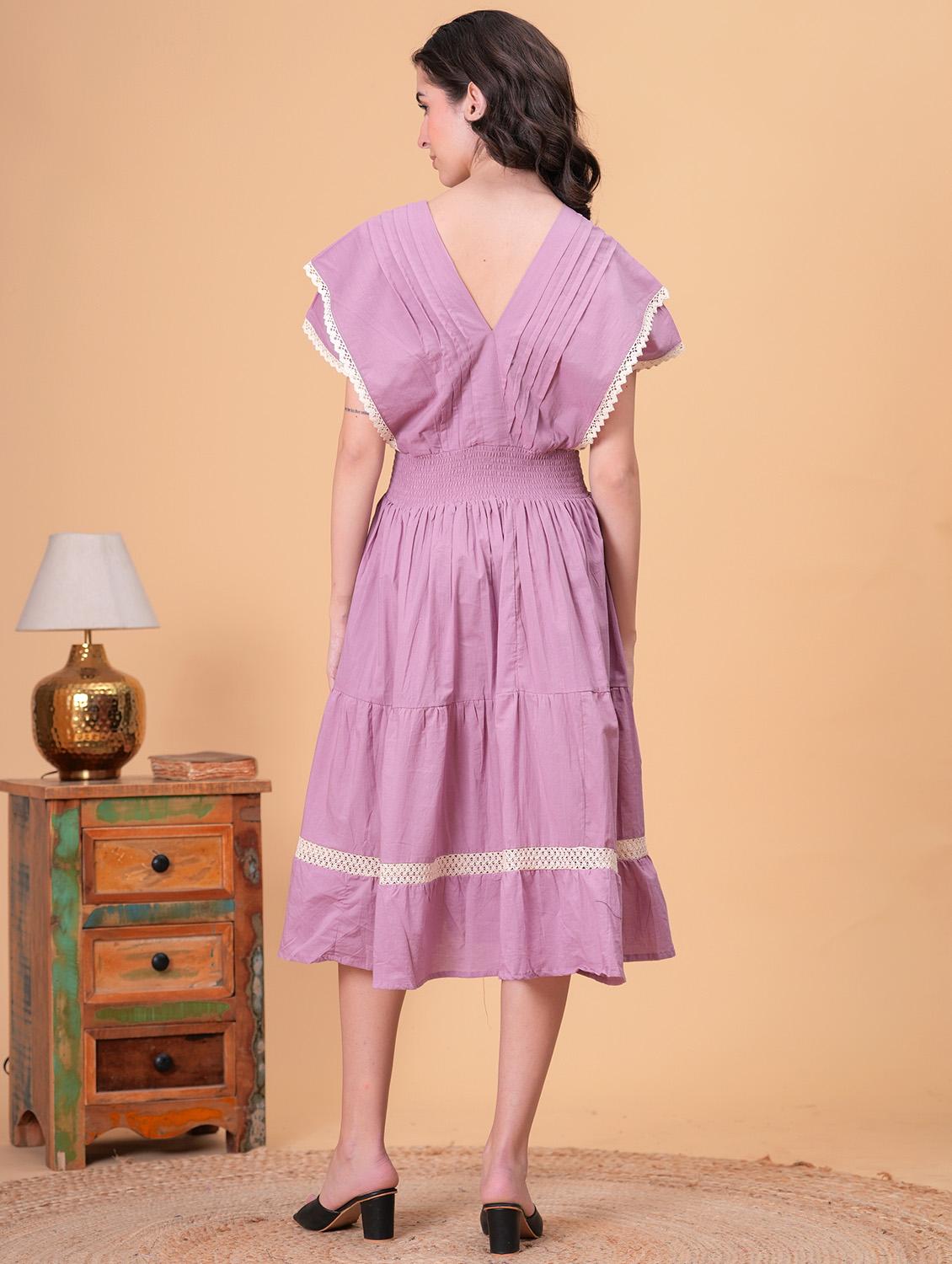 women solid short sleeve tiered dress - 21942101 - Standard Image - 3