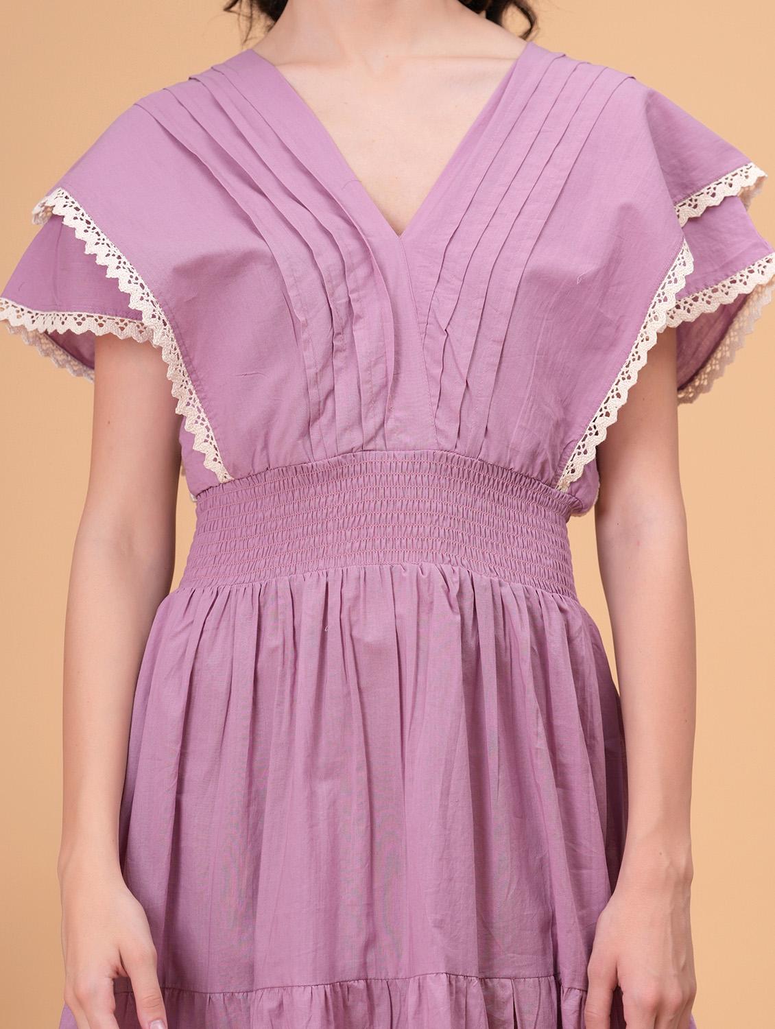 women solid short sleeve tiered dress - 21942101 - Standard Image - 5