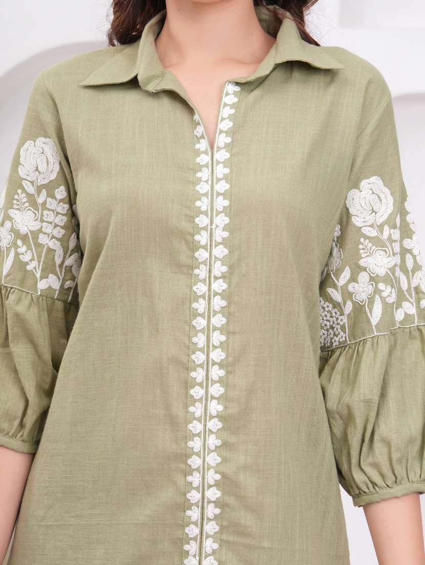 women embroidered puff sleeve a-line dress - 21942129 - Standard Image - 5