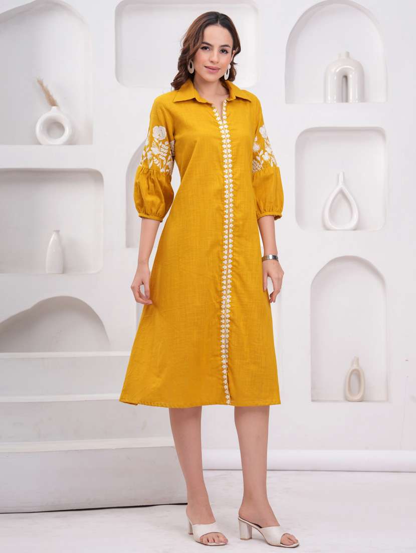 women embroidered puff sleeve a-line dress - 21942131 -  Zoom Image - 0