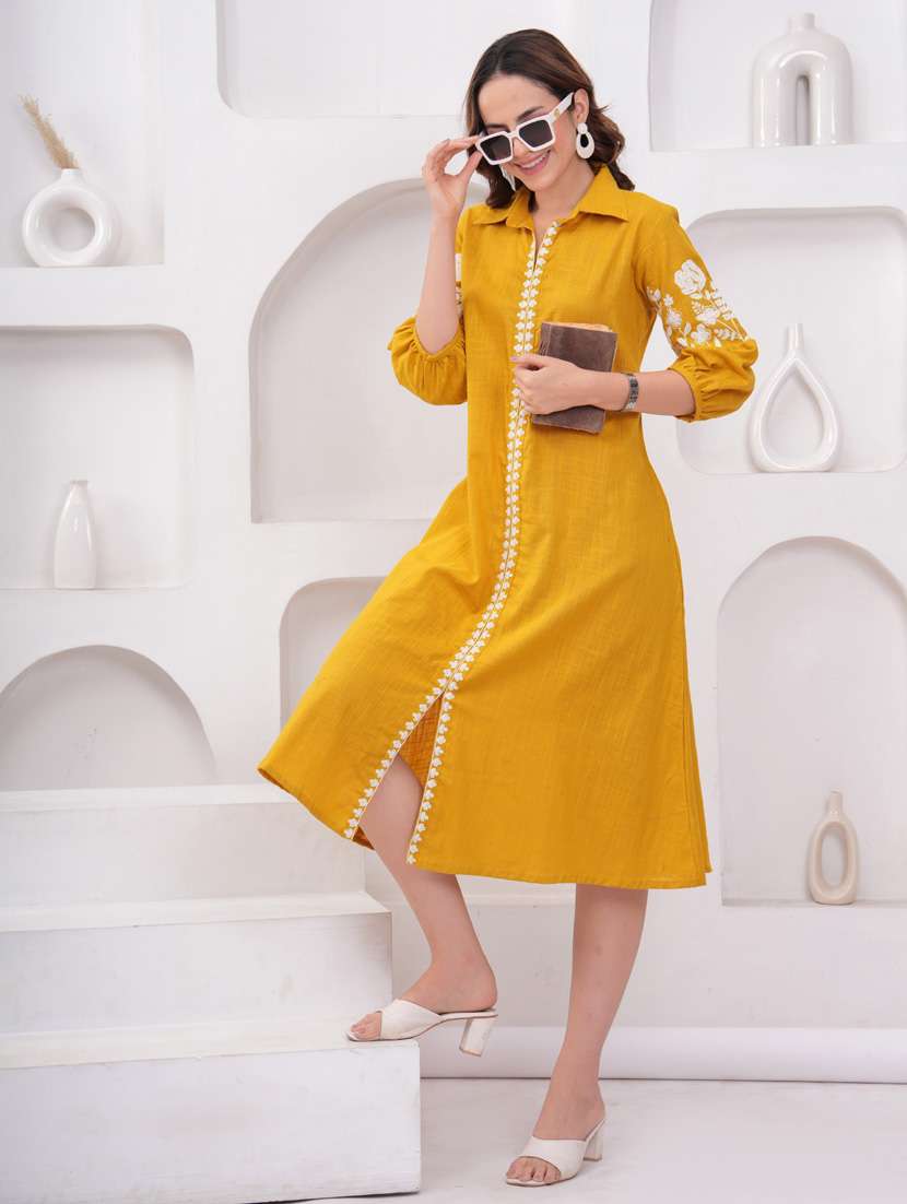 women embroidered puff sleeve a-line dress - 21942131 - Standard Image - 3