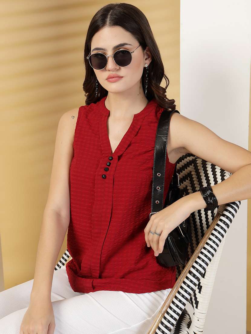 women self designed madarin neck sleeveless top - 21942210 -  Zoom Image - 0