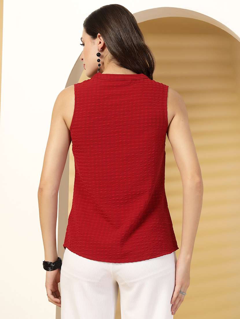 women self designed madarin neck sleeveless top - 21942210 - Standard Image - 5