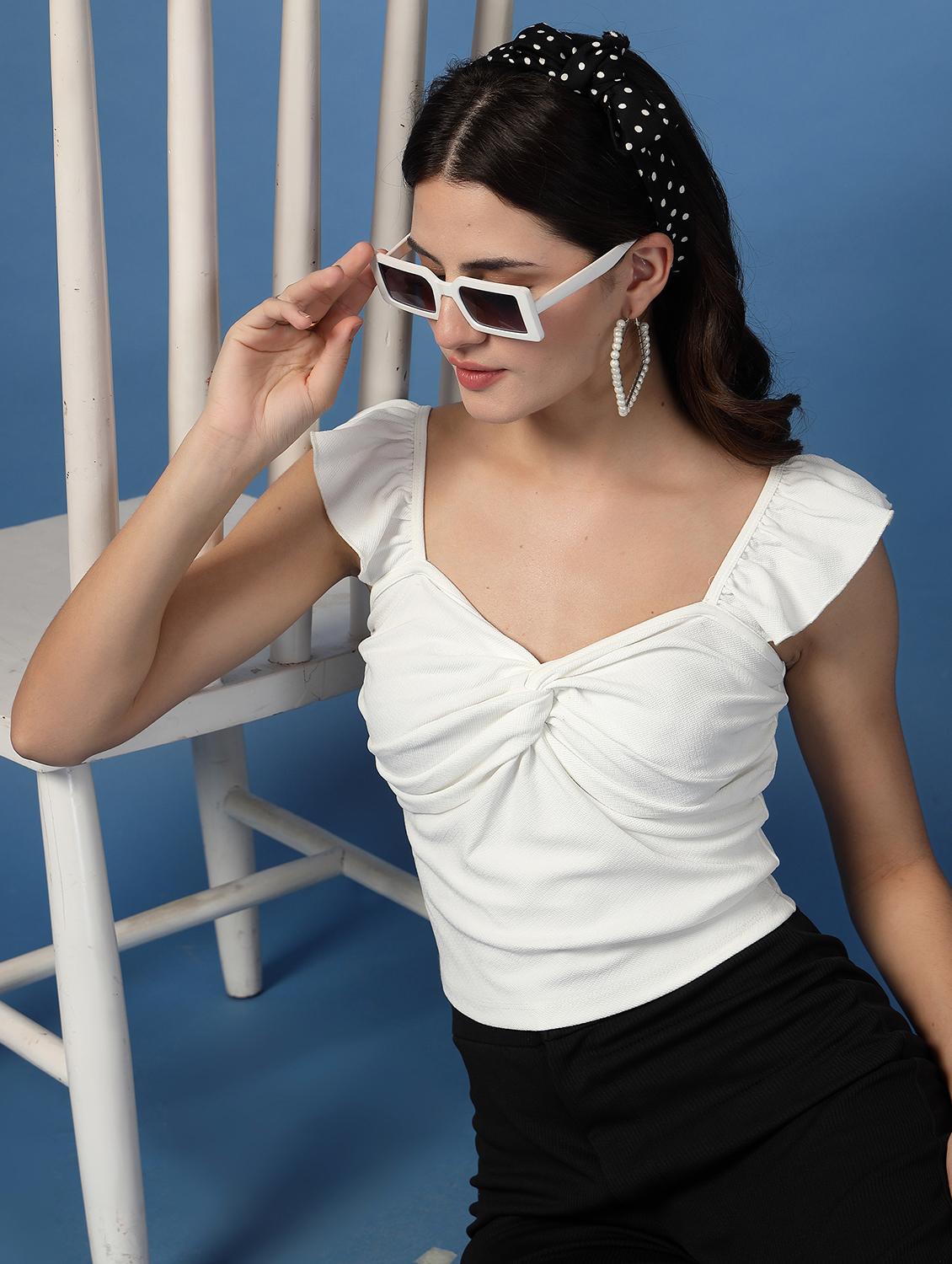 women white solid sleeveless regular top - 21942219 - Standard Image - 3