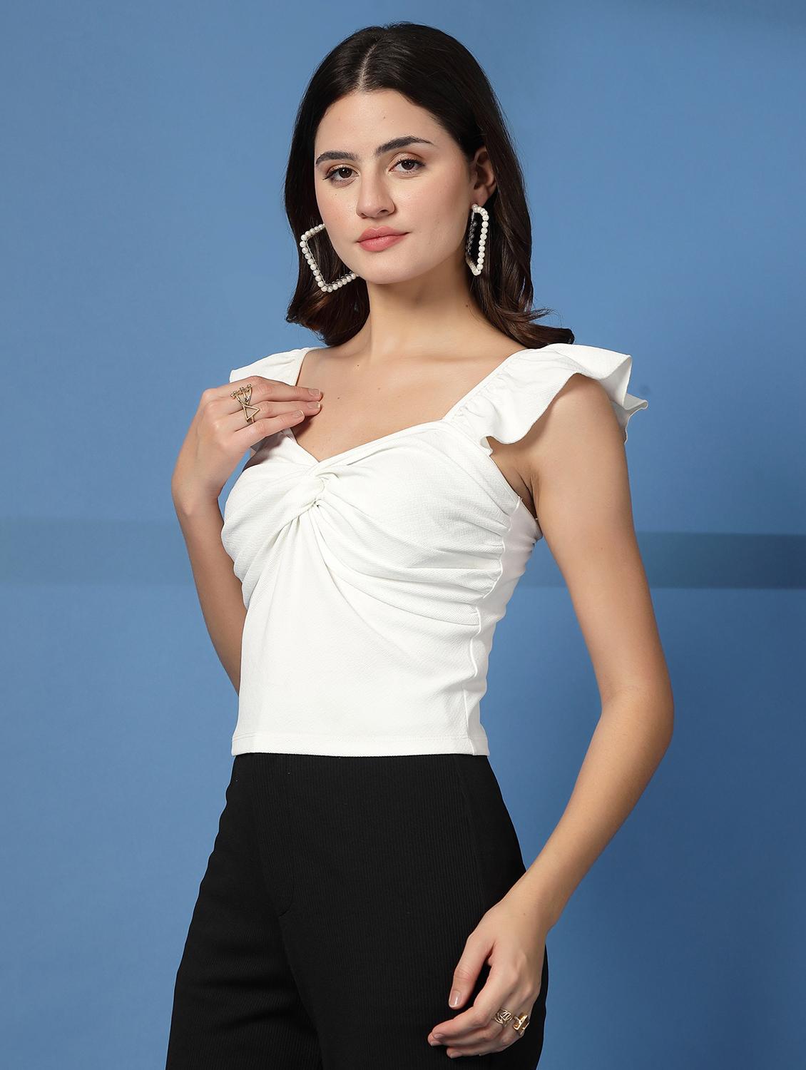 women white solid sleeveless regular top - 21942219 - Standard Image - 5